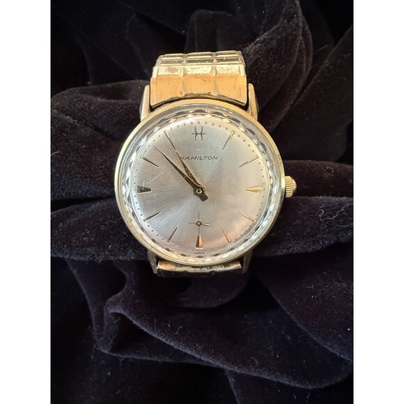 Vintage 1960s HAMILTON Hand Wind Men’s Watch Gold Stretch Band main image 13